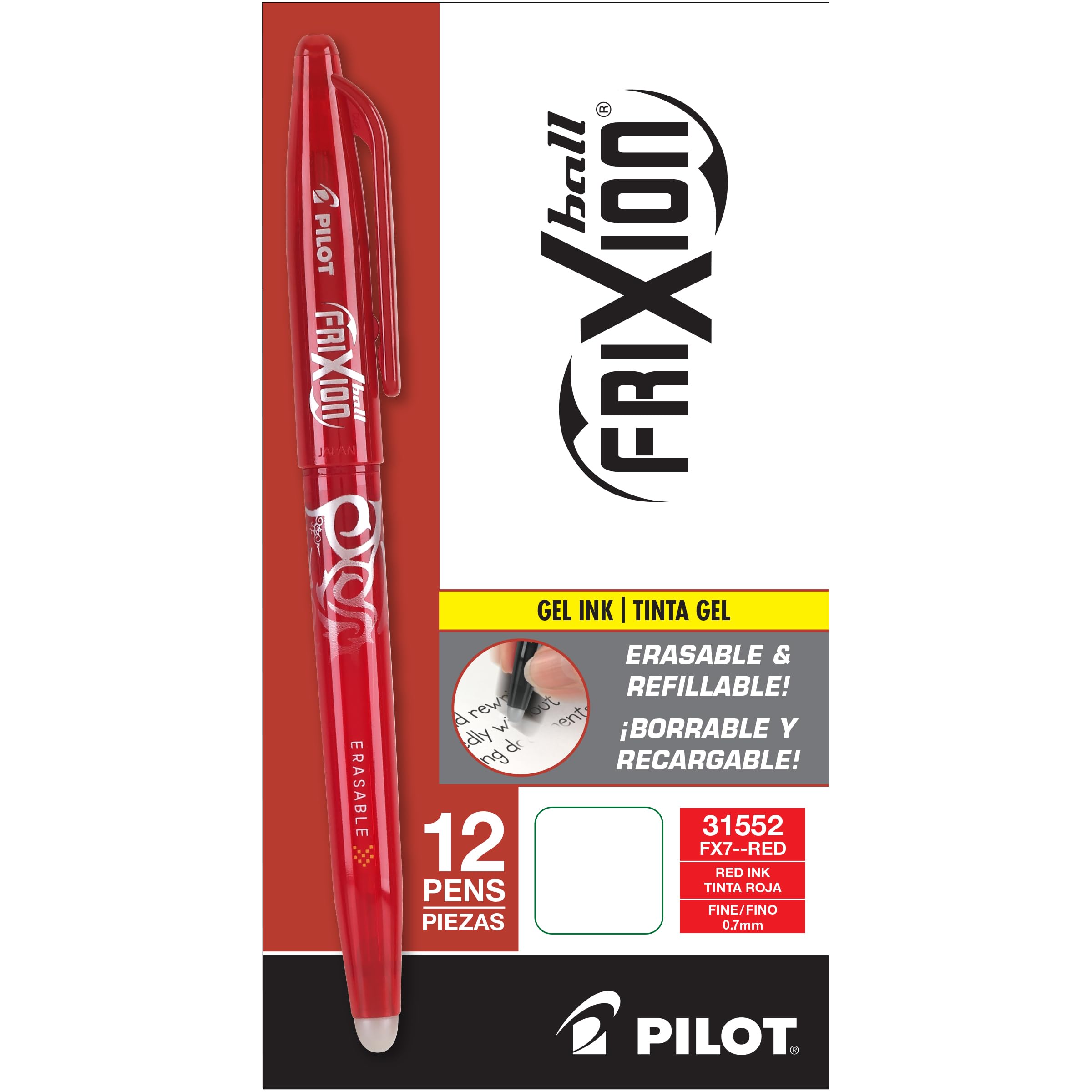 

Шариковая ручка Pilot FriXion Erasable Gel, коробка из 12 шт. красный