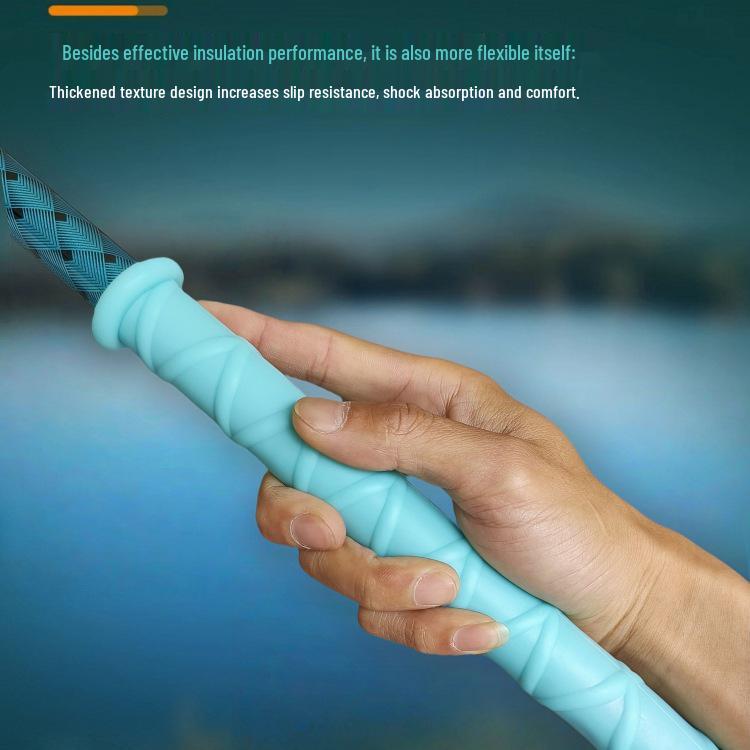 Capa de Silicone Antiderrapante para Cabo de Vara de Pesca com Enrolamento Automático e Fita Absorvente de Suor