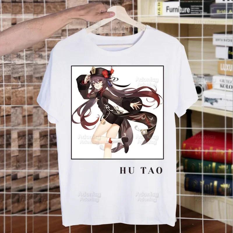 Genshin Impact HuTao Cartoon Kawaii  Unisex's Tshirt Cute Shirt  Unisexs Fashion T-Shirt For  Unisex Casual Tops Short Sleeve Shirt