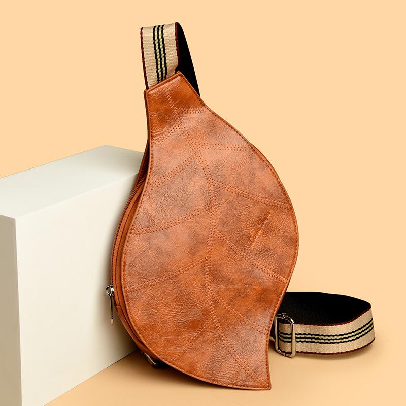 Women's Lightweight Retro Purse Packs Cute Leaf Shaped Faux Leather Crossbody Purse Bag with Adjustable Strap Shoulder Satchel Backpack for Women