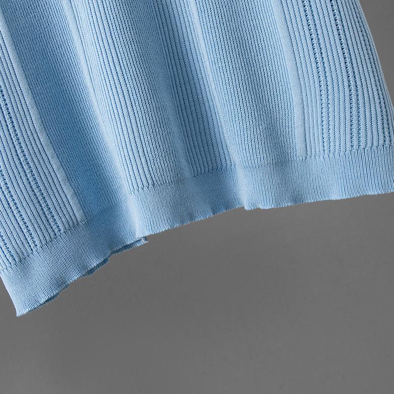 2025 Summer Short-sleeved Versatile Short Knitted T-shirt Top + Half-body Medium and Long Skirt Set