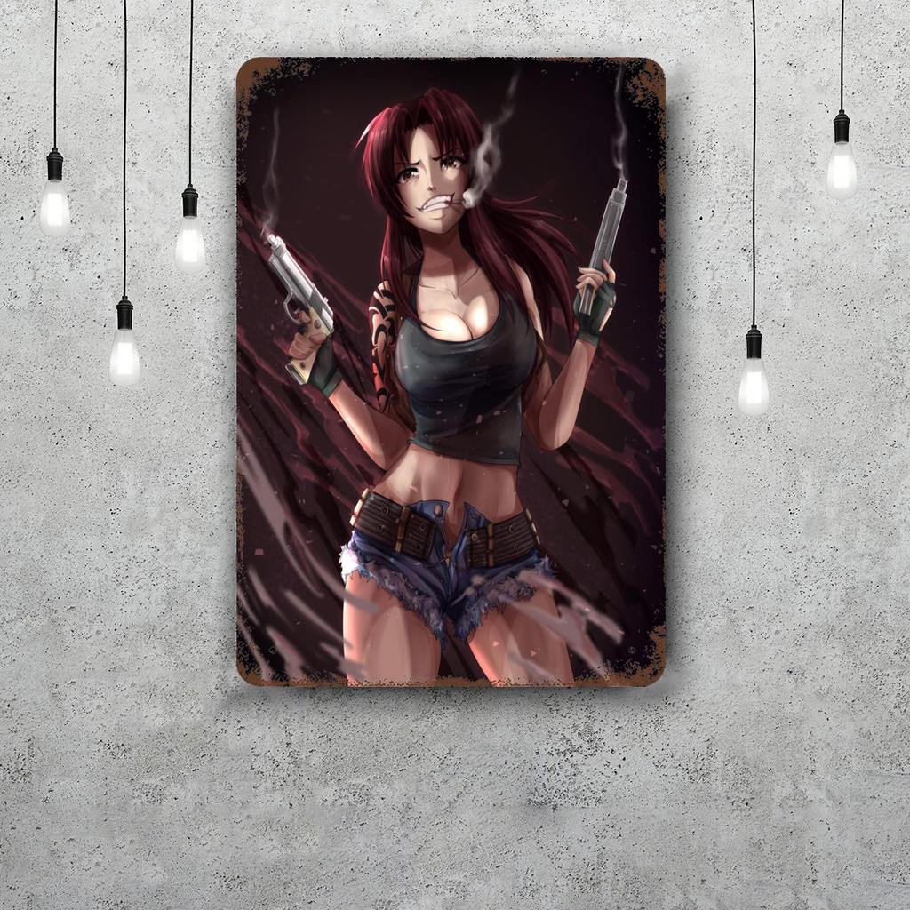 revy black lagoon Funny Bar Metal Sign Retro Plaque Sign Alcohol Drinker Pub Club Man Cave Kitchen Wall Decoration