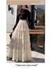 Women's French Ruffled Chiffon A-Line Dress - Slimming High Waist Fairy Skirt for Spring 2026