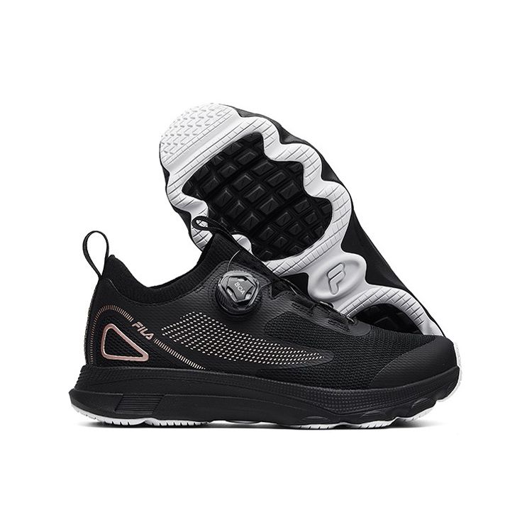 FILA Athletics Comfortable Versatile Fabric Low-Top Running Shoes Women sneaker Black Gold A12W022210FBK