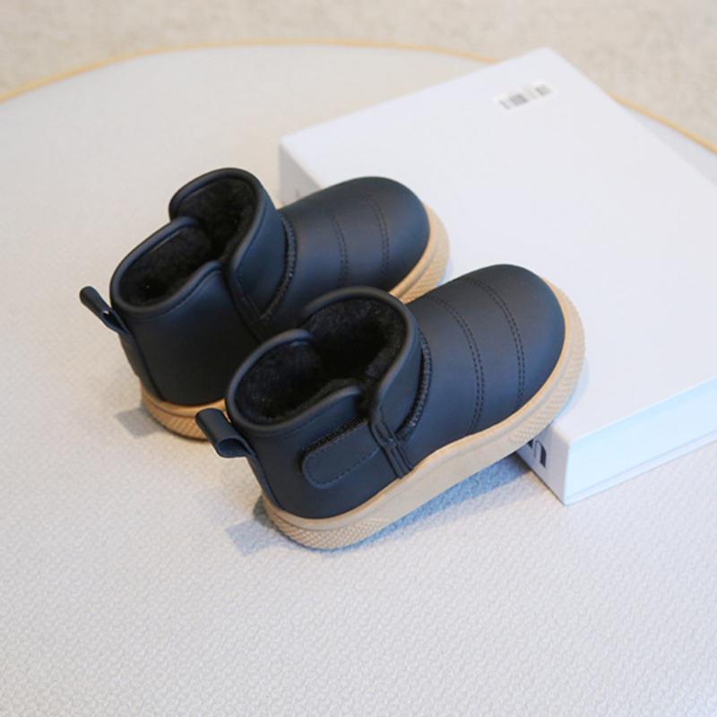 Children's snow boots, winter boys' short boots with thick fleece, girls' cotton boots, warm baby cotton shoes