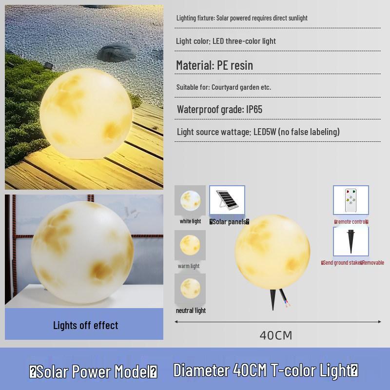 Solar-Powered Outdoor Moon Lamp: Waterproof Atmosphere Light for Gardens, Villas, and Terraces