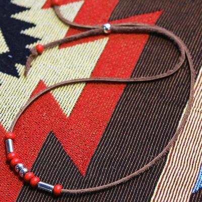 KND Leather & Turquoise Beads Necklace Brown