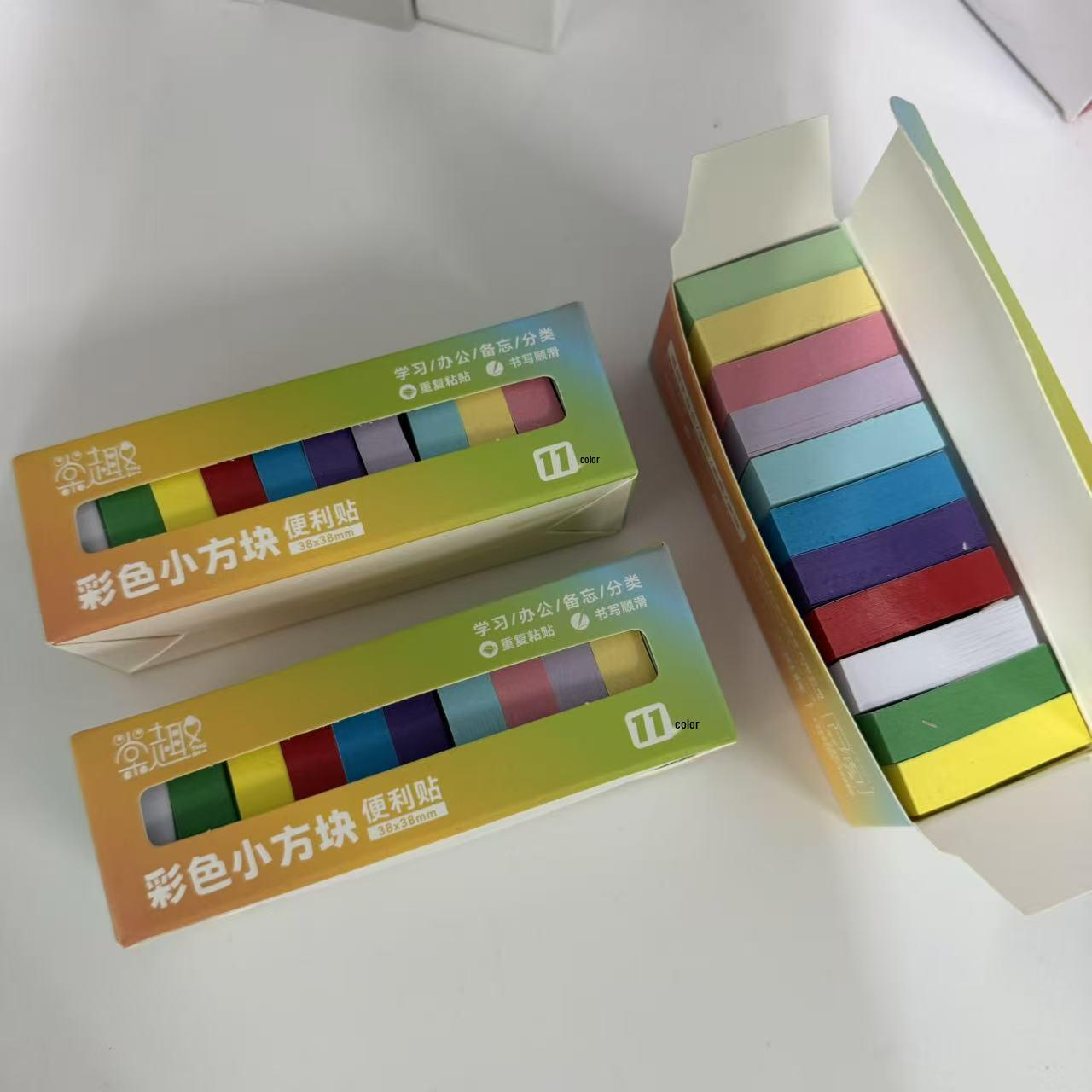 Однотонные толстые квадратные мини-стикеры для студентов - Многофункциональные закладки