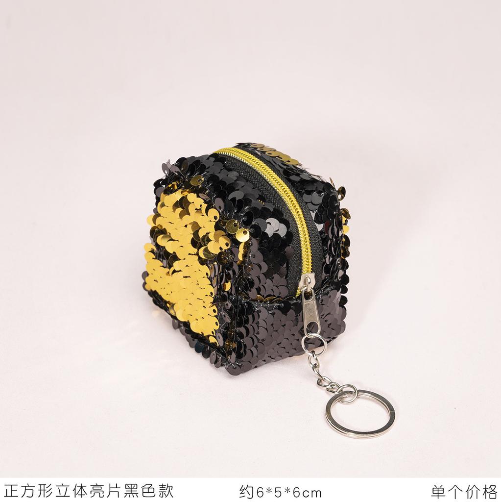 New Creative Sequin Square Three-dimensional Mini Coin Bag Lightweight and Portable Ladies' Key Bag