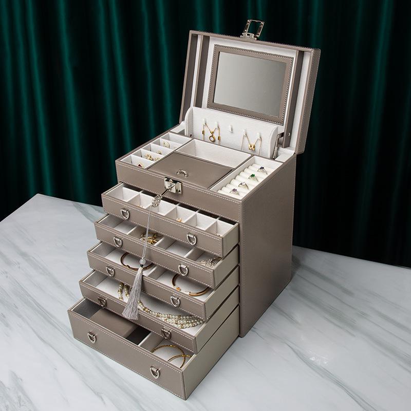 2025 High-Capacity Microfiber Leather Jewelry Storage Box