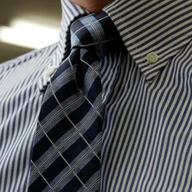 [Michiko London] one touch tie brand striped pattern present gift Fashionable silk zipper tie zip tie not tied Easy to install (MKZP-35-C gray)