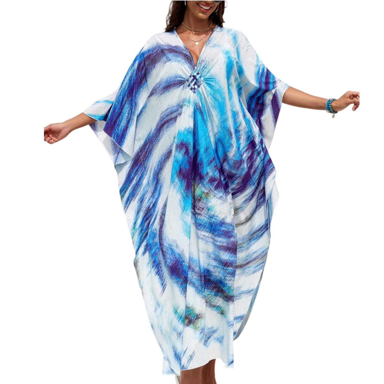 

Женское платье, красочные цветочные принты, свободный халат для отпуска, бикини, защитный халат от солнца One Size