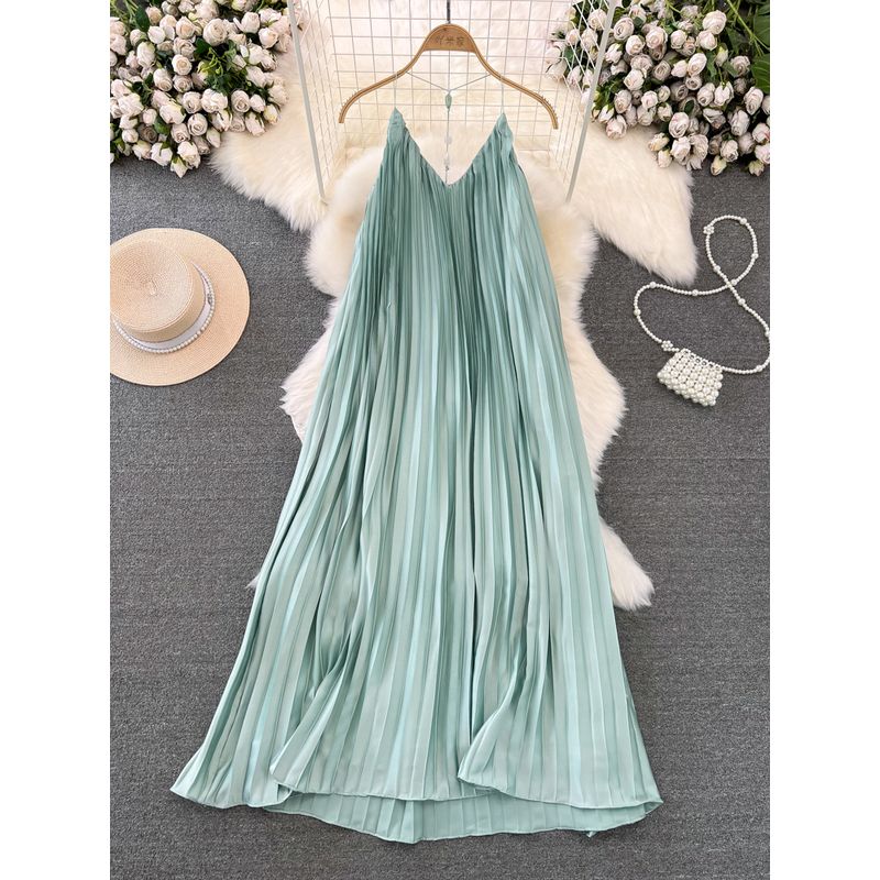 Travel Photography Loose Sling Beach Dress for Seaside Vacation