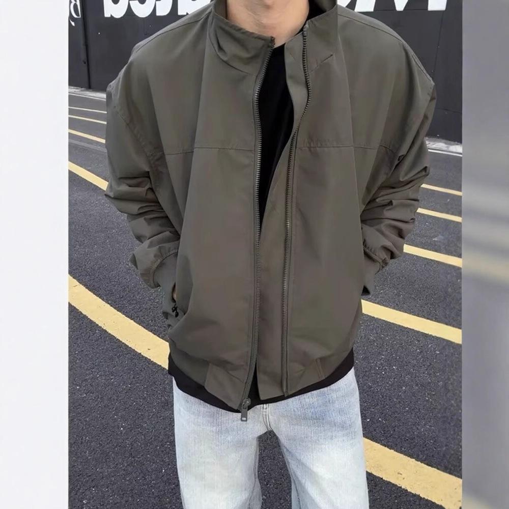 Cleanfit Men's Autumn Stand-Up Collar Windbreaker: Hard-Wearing American Trendy Short Work Jacket