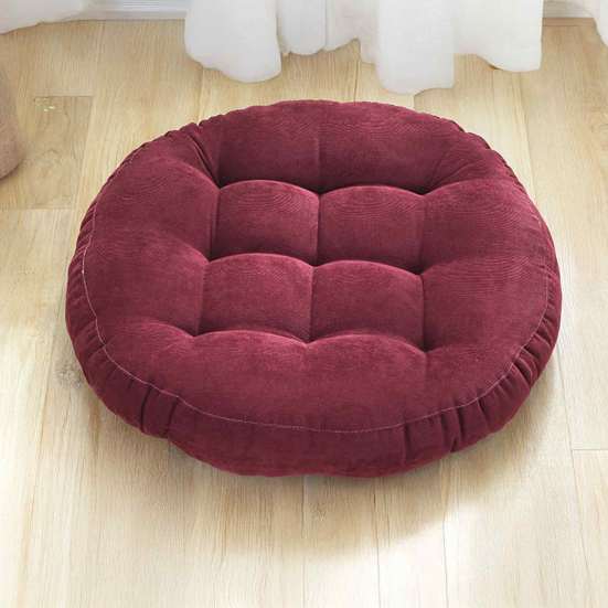 Stress Relief Hip Support Pillow Round Corduroy Chair Cushion, 16.5 Inch Ultra Soft Seat Pad, Plump Bread Style Cushion Washable for Floor Reading