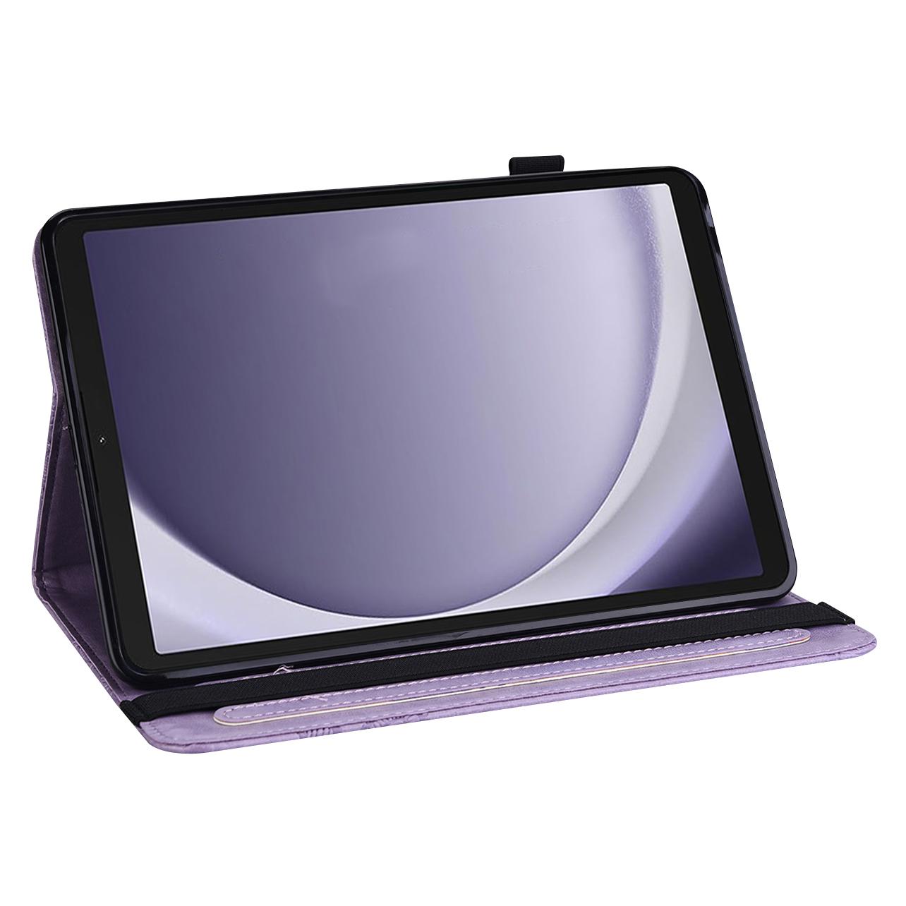 

For Samsung Galaxy Tab A9 Case Butterfly Pattern PU Leather Stand Tablet Cover Blue