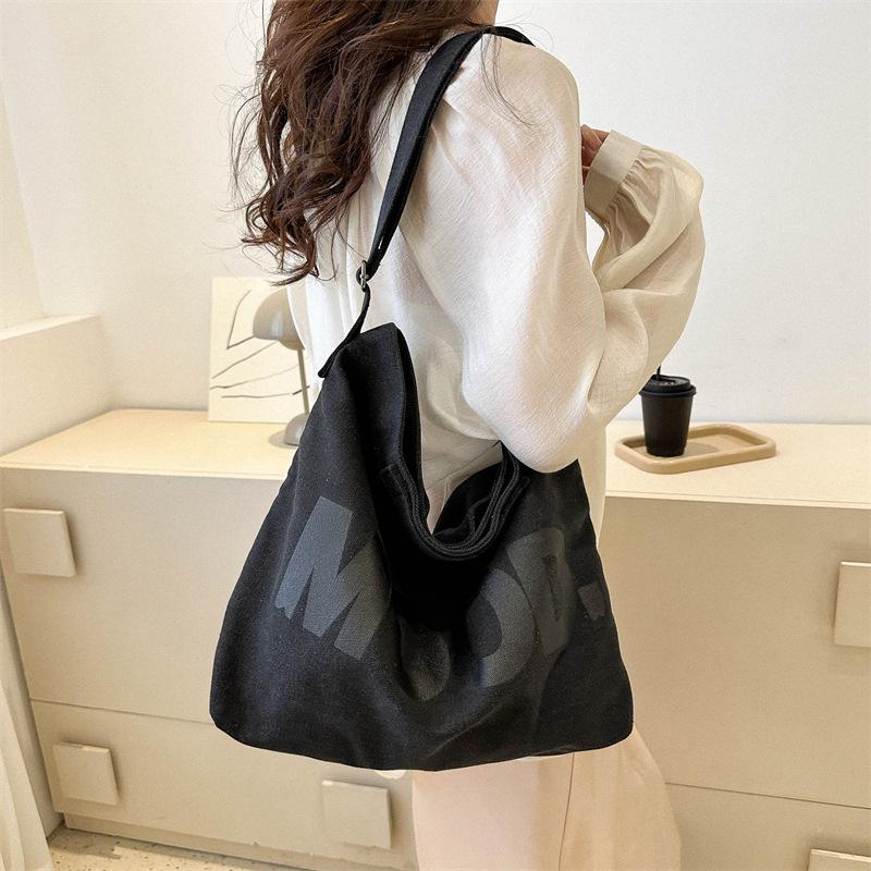 Retro Large-capacity Canvas Bag, Street Trend Simple Letter Bag, Fashionable Personality Shoulder Messenger Bag
