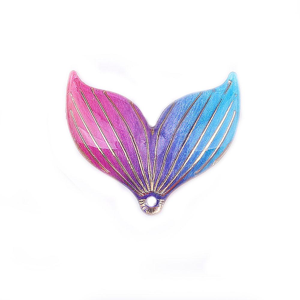 

3 шт./уп. Кулон в виде градиентного хвоста русалки с разноцветной смоляной плоскостью для DIY браслета, заколки для волос, серег, брелока для рюкзака, подвесное украшение декор Rose Blue