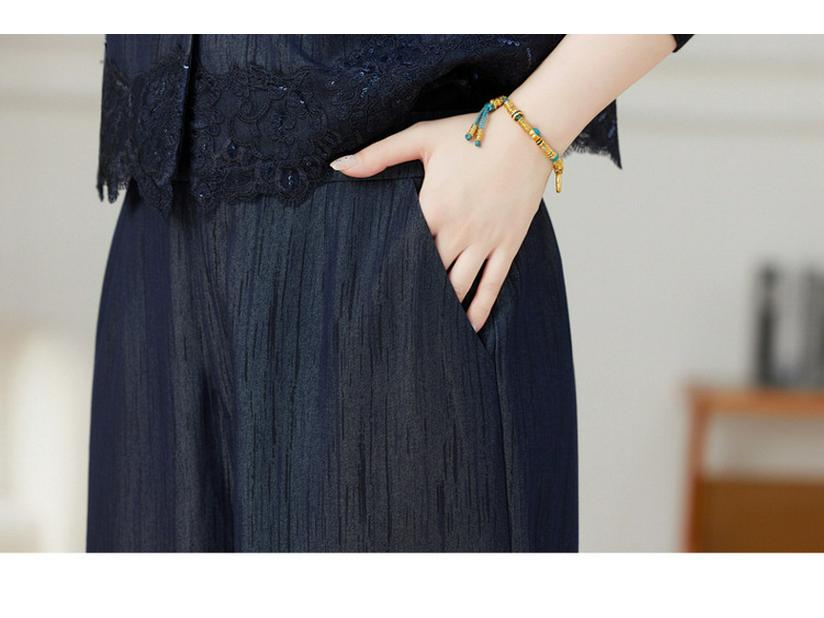 Women's Autumn Fashion Set: Vest and Wide-Leg Pants for Mature Ladies