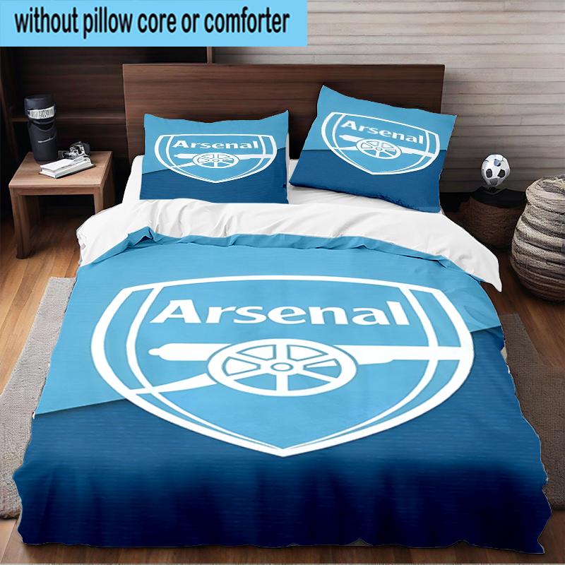 FC Arsenal Wappen 3-teiliges Bettwäscheset 2D-Druck (Enthält 1 Bettbezug + 2 Kissenbezüge Ohne Füllung), Schlafzimmerdekoration, Ventilatorgeschenk