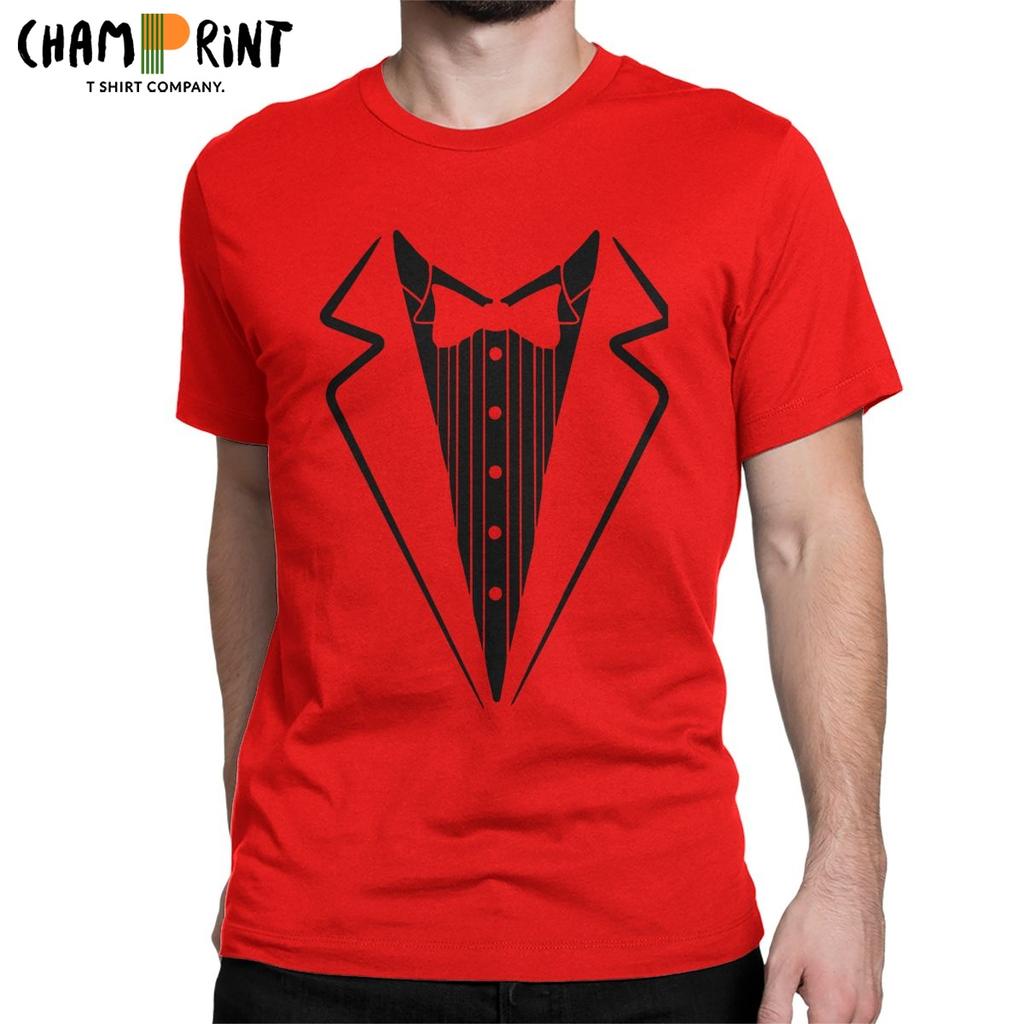Men T Shirt Fake Bow Tie Tuxedo Novelty Cotton Tee Shirt Short Sleeve T Shirts Crewneck