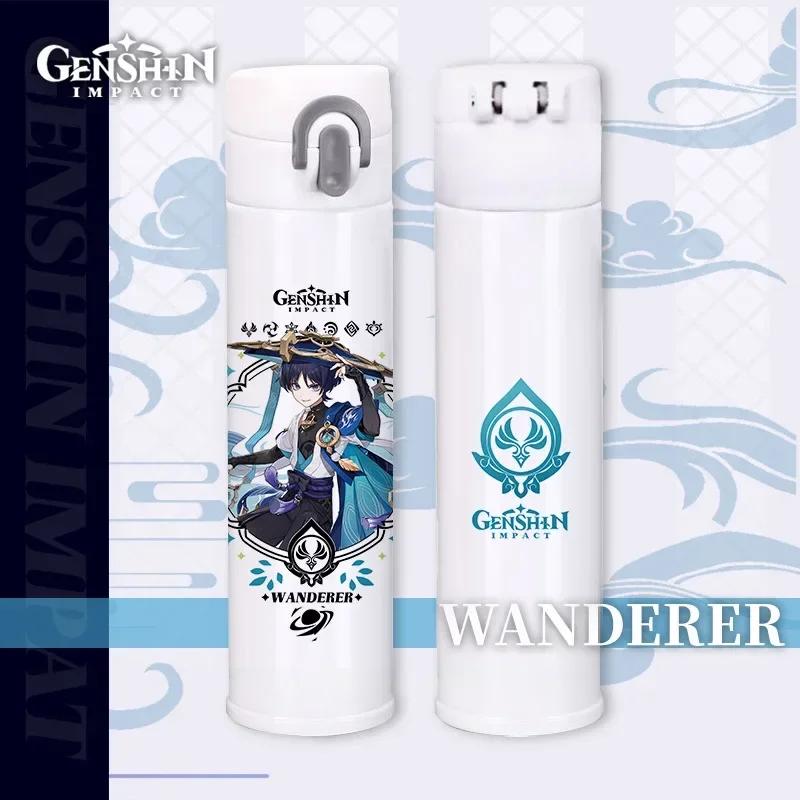 Genshin Thermos Cup Bottles Zhongli Beelzebul Genshin Impact Insulated Bottles Anime Coffee Water Cup Mug Vacuum Thermos Flask