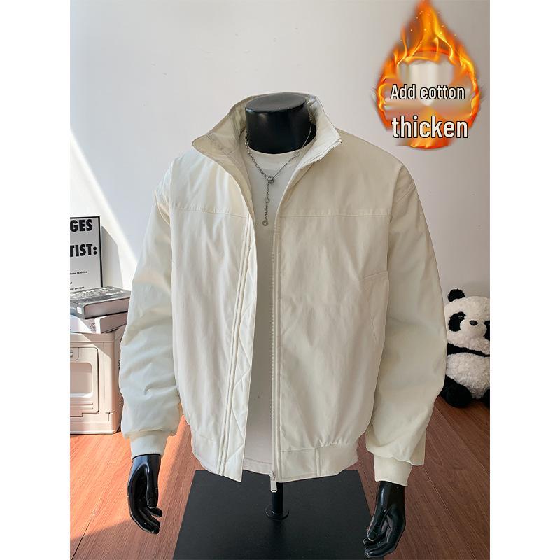 Herren High-End Baumwolle Workwear Bomberjacke - Stehkragen, Lässiger lockerer Coach-Stil für Herbst/Winter