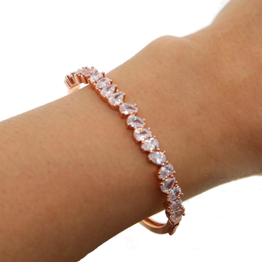Sparking Bling 2026 Top Quality Fine Jewelry Tear Drop Cz Tennis Chain Women Fashion Jewelry Factory Drop Shipping CZ Bangles 56-58mm