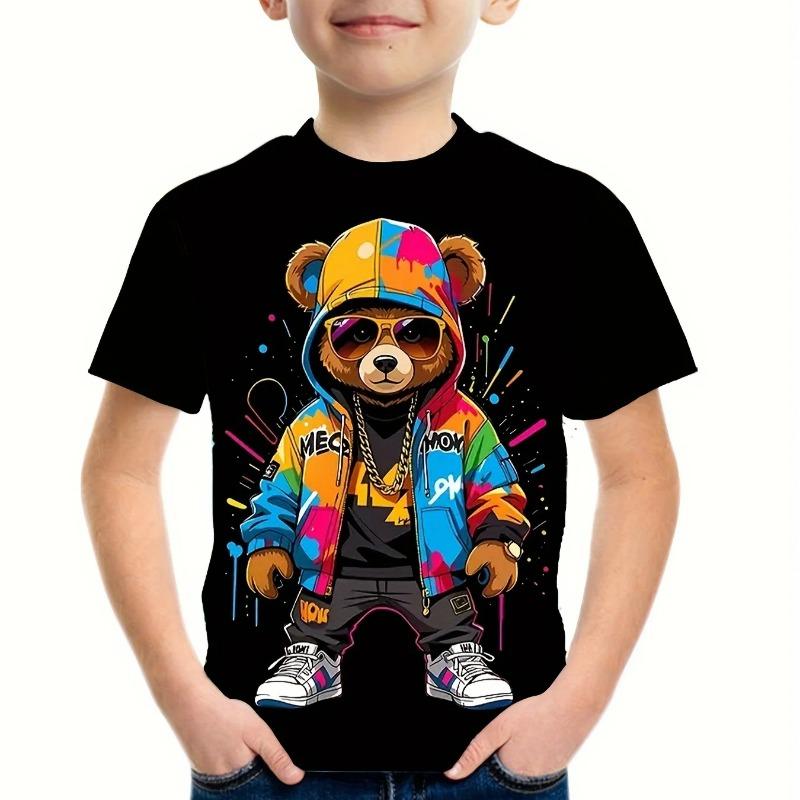 Letní móda Chlapecký trend 3D digitální potisk Tričko Cool Vícebarevné Dětské oblečení pro chlapce 2 až 9 let Dětský top ve stylu anime