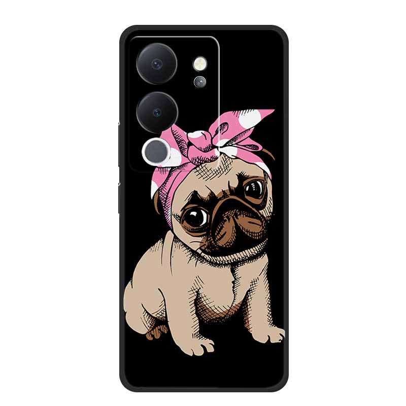 Funda For Vivo V30 Lite Case Cute Cartoon Cat Black Silicone Shockproof Soft Phone Cases For Vivo V30 Lite Back Cover Case Bag