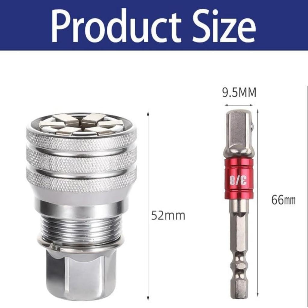 Multifunctioneel Universeel Dopsleutelgereedschap 10-19mm Verstelbare Dopsleutel voor 3/8" Aandrijving Ratel Momentsleutel Boormachine