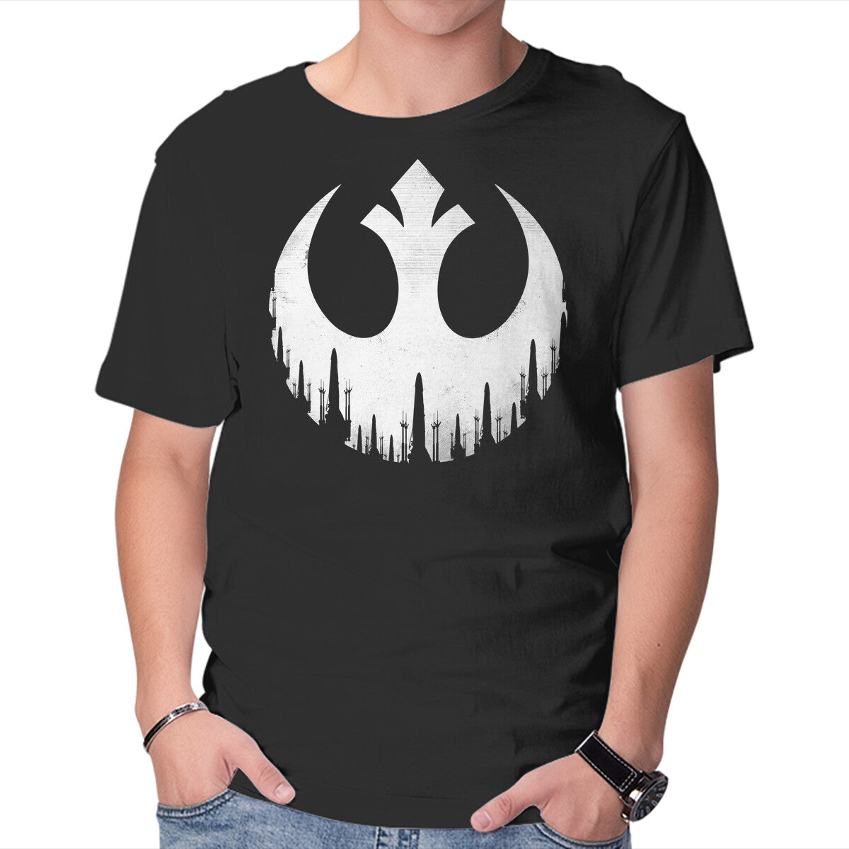 Unisex Crew Neck T-Shirt Rebel Wings Graphic Short Sleeve Casual Tee M