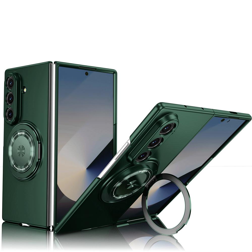 KEYSION 360°Rotating Magnetic Ring Stand Phone Case for MagSafe for Samsung Galaxy Z Fold 7 5G Wireless Charging Hard Back Cover