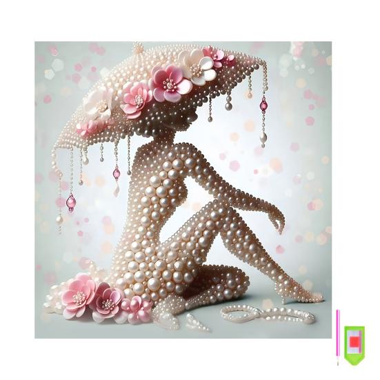 Zestaw do malowania perłami DIY dla dorosłych początkujących Eleganckie wzory dam Perłowy zestaw rzemieślniczy Sztuczne perły Wstępnie zadrukowane płótno Rama w zestawie do dekoracji domu