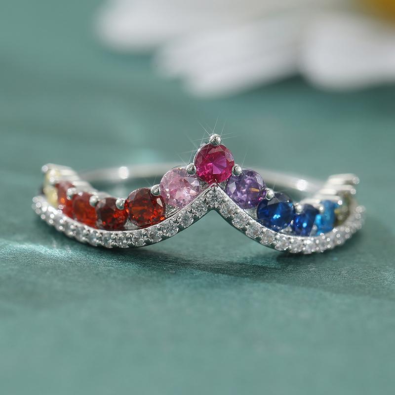 Women's Elegant Simple Design Multicolor Synthetic Zirconia Irregular Ring Fashion Sparkling Party Festival Jewelry Accessories