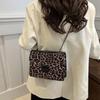 Small Square Handbag Tote Bag For Women Vintage Clutch Bag Leopard Pattern Crossbody Shoulder Bag Ladies Pu Leather Bag KTB