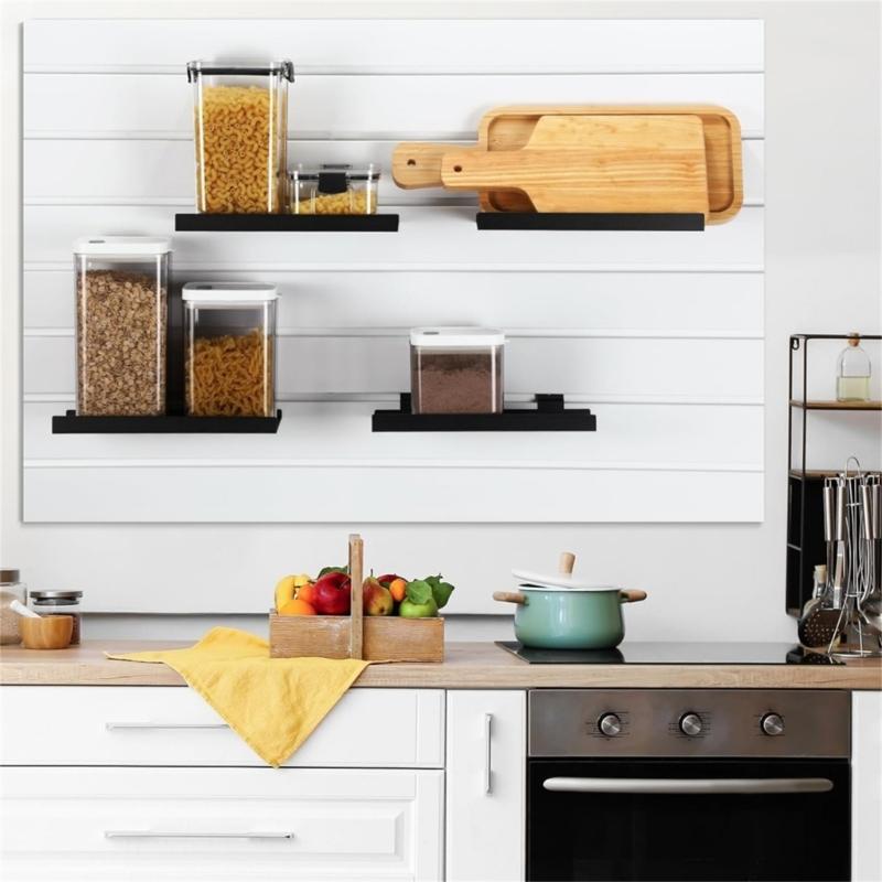 Sturdy Metal Slats Wall Shelves Portable Slats Wall Mounted Rack Shelves For Art Display And Office Organization