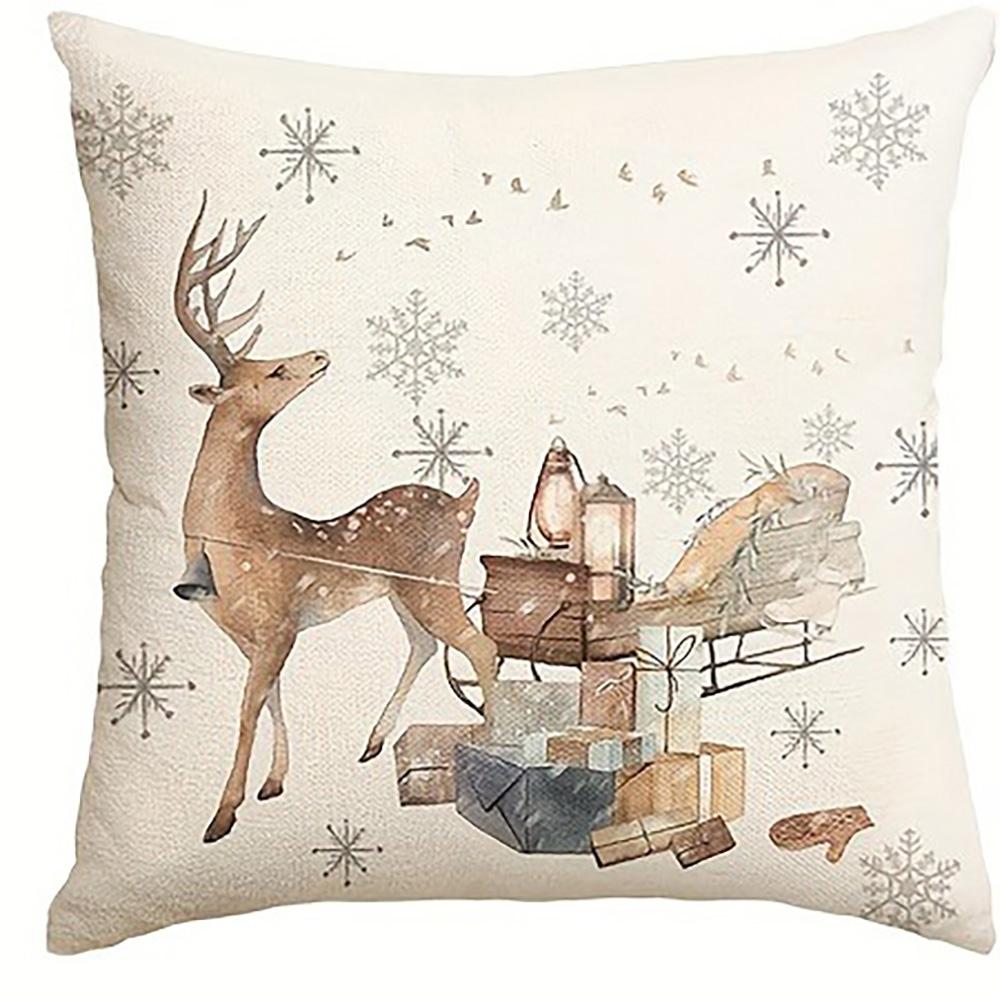 Festive Christmas Pillow Covers: Magic, Deer, Tree, and Snowflake Designs Sofa bed cushion cover, New Year home decoration