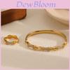 Modern Luxury Stainless Steel Jewelry Set With Beaded Bangle And Ring For Women