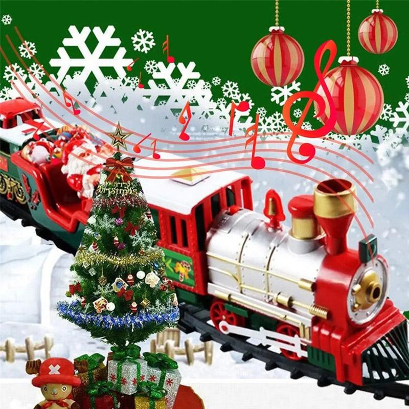 Christmas Railway Train With Sound&light Railway Car Children Toys Christmas Train Tree Decoration Track Electric Toys For Kids