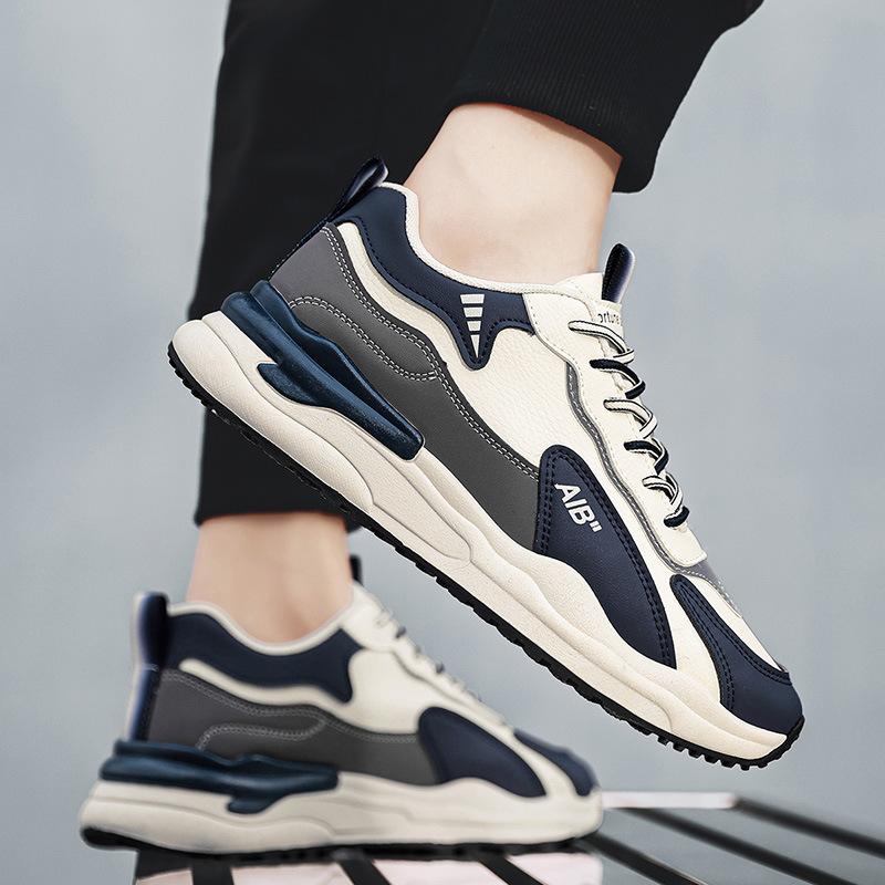 2025 Popular Men's Shoes Spring and Autumn Flat Bottom New Versatile Sports Leisure Running Height Increase Youth Leather Dad Shoes