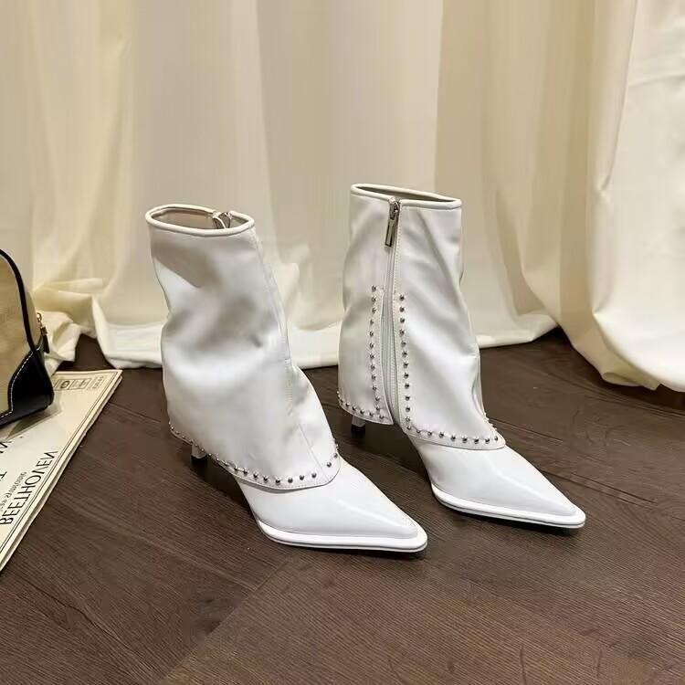 Fashion Fashion Shoes for Women Side Zipper Women's Boots Winter Pointed Toe Solid Short Barrel Stilettos or Thin Heels Boots