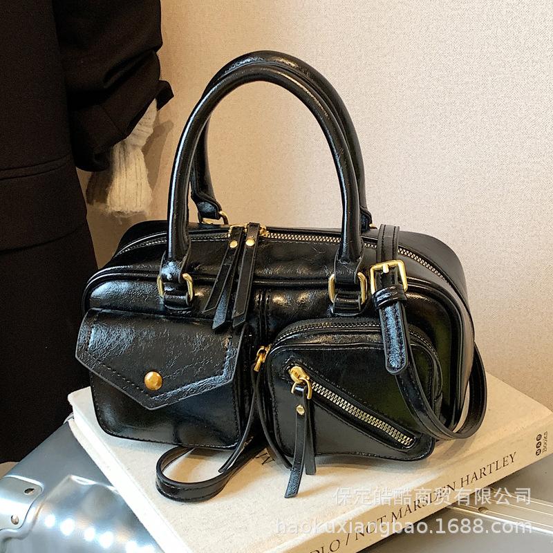 Vintage Maillard Small Bag Women's 2025 New Autumn and Winter Fashion Versatile Messenger Bag Commuter Portable Boston Bag