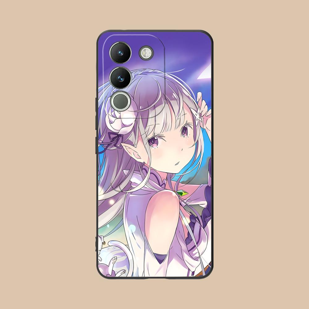 ReZero Emilia Waifu Mobile Phone Case for VIVO V60 V50 V40 V30 V29 V27 V25 V23 Pro Lite 5G Colorful Printing Cover Pretty Luxury