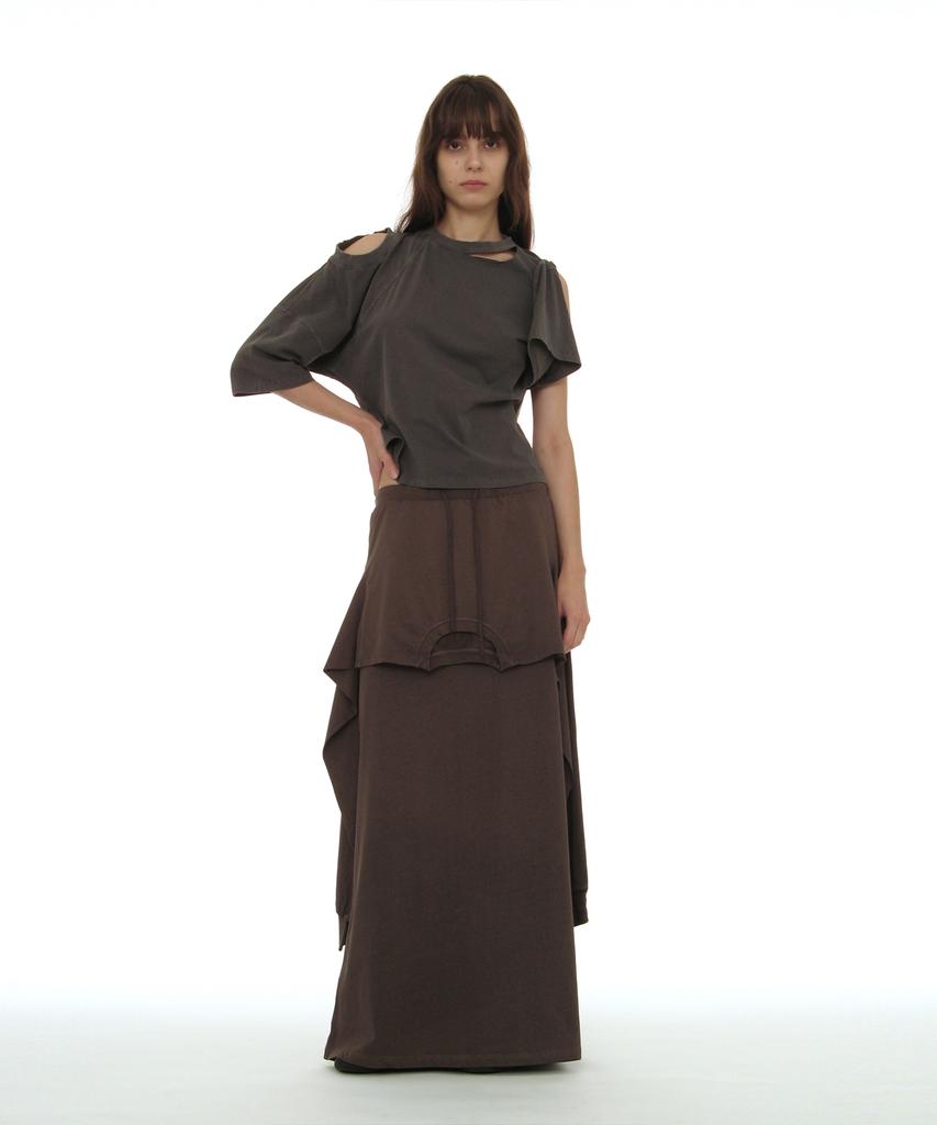 Partimento Woman Deconstructed Tee Maxi Skirt_Brown