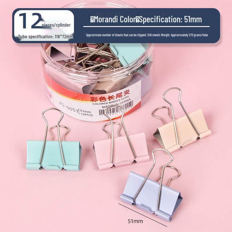 Morandi Color Phoenix Tail Metal Paper Clips - Long Tail, High-Value, Colorful Office Stationery Clips