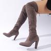 Fashion Winter 2025 OVERThe Knee Women Boots Stretch Fabrics High Heel Slip On Shoes Pointed Toe Woman Long Boots Size Plus Size34-43