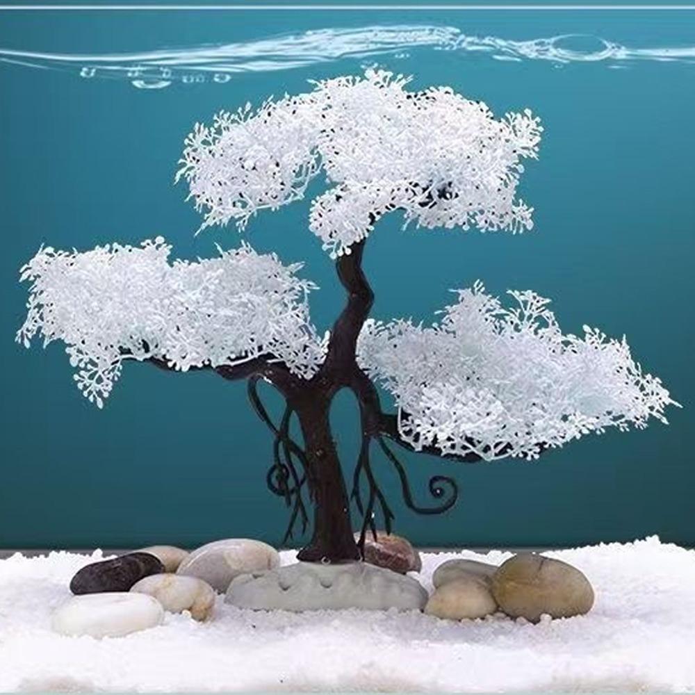 Realistic Aquarium Cherry Blossom Plastic Landscape Tree Fish Tank Ornament  Pet Accessories