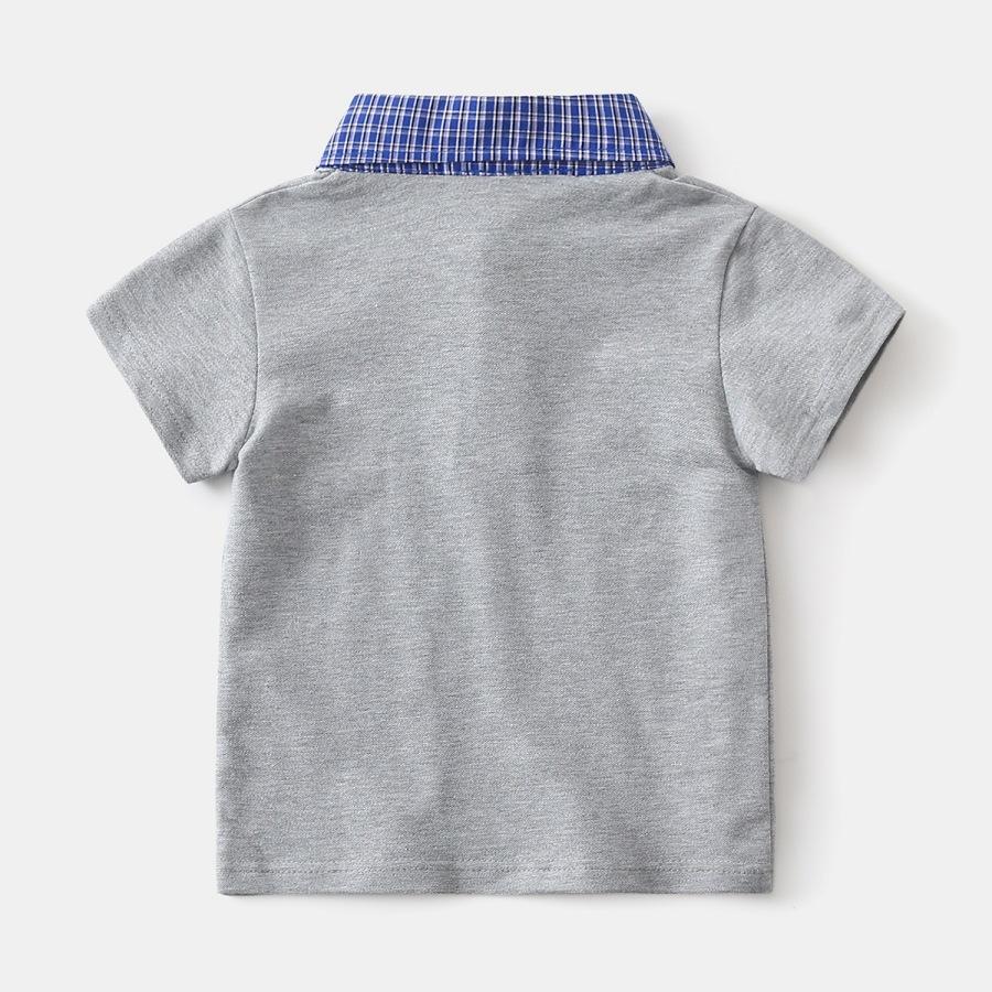 Boys Short Sleeve Shirt with Plaid Collar Summer Thin Fashion Tops for Toddler Kids Baby High End T Shirt