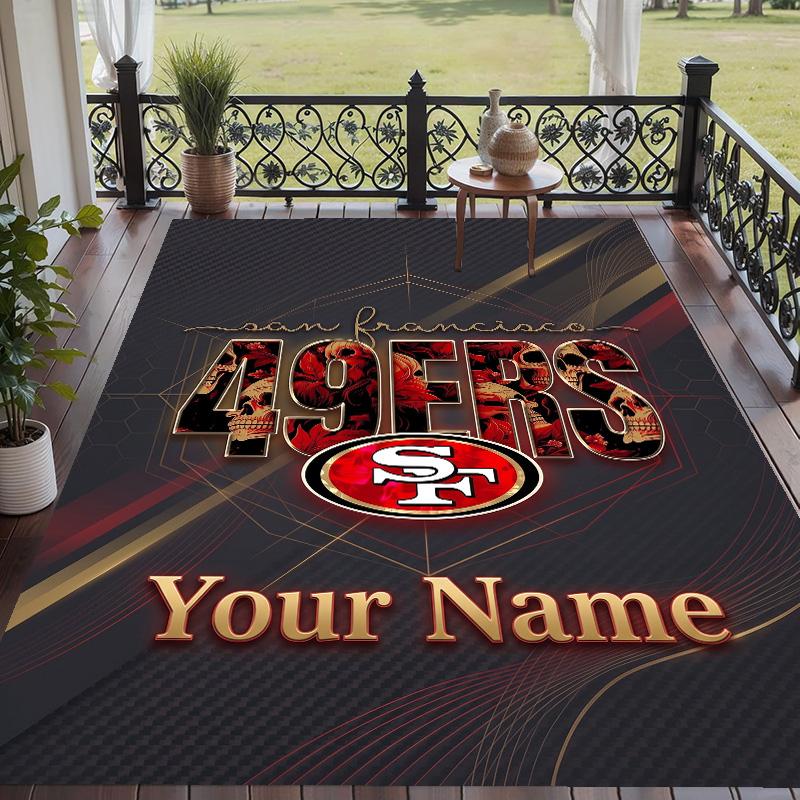 Custom Text Printed Rug San Francisco 49ers Non Slip Floor Carpet For Home Room Decor
